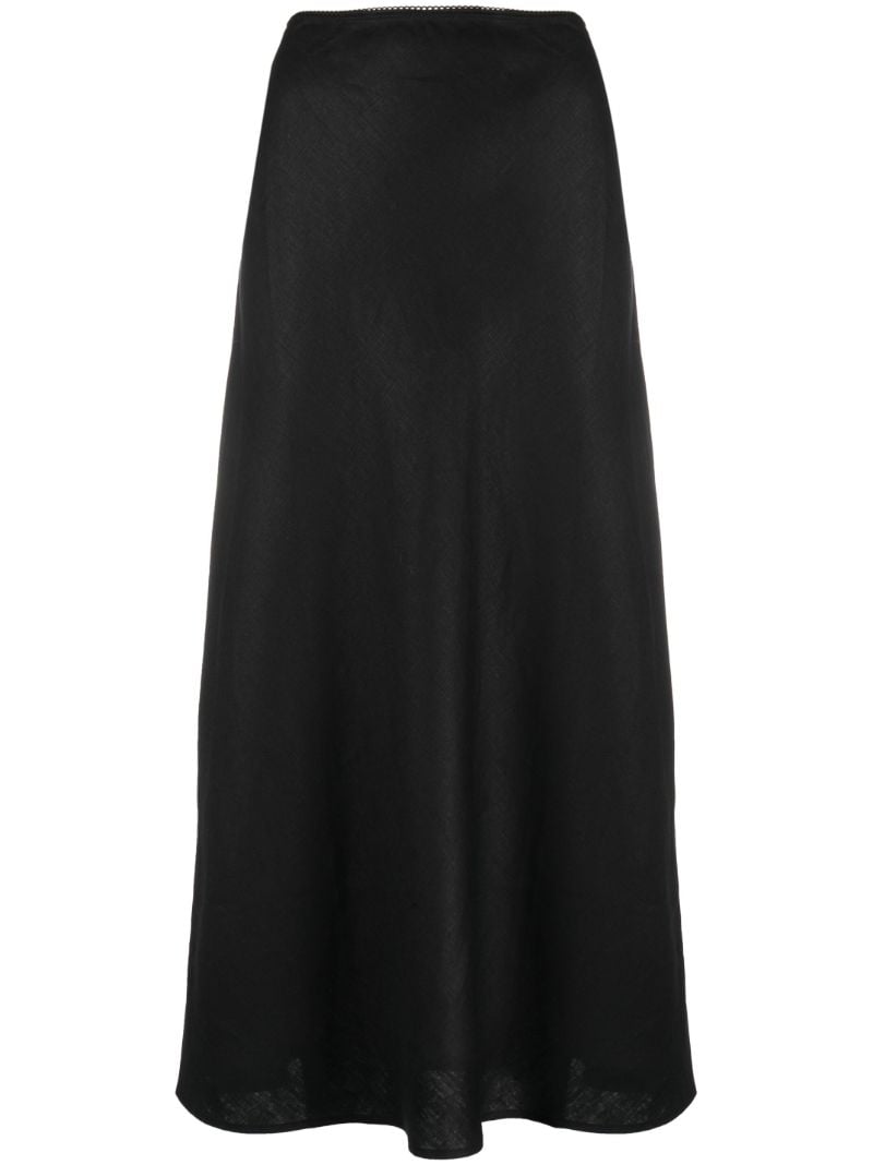 Black Layla Linen Midi Skirt
