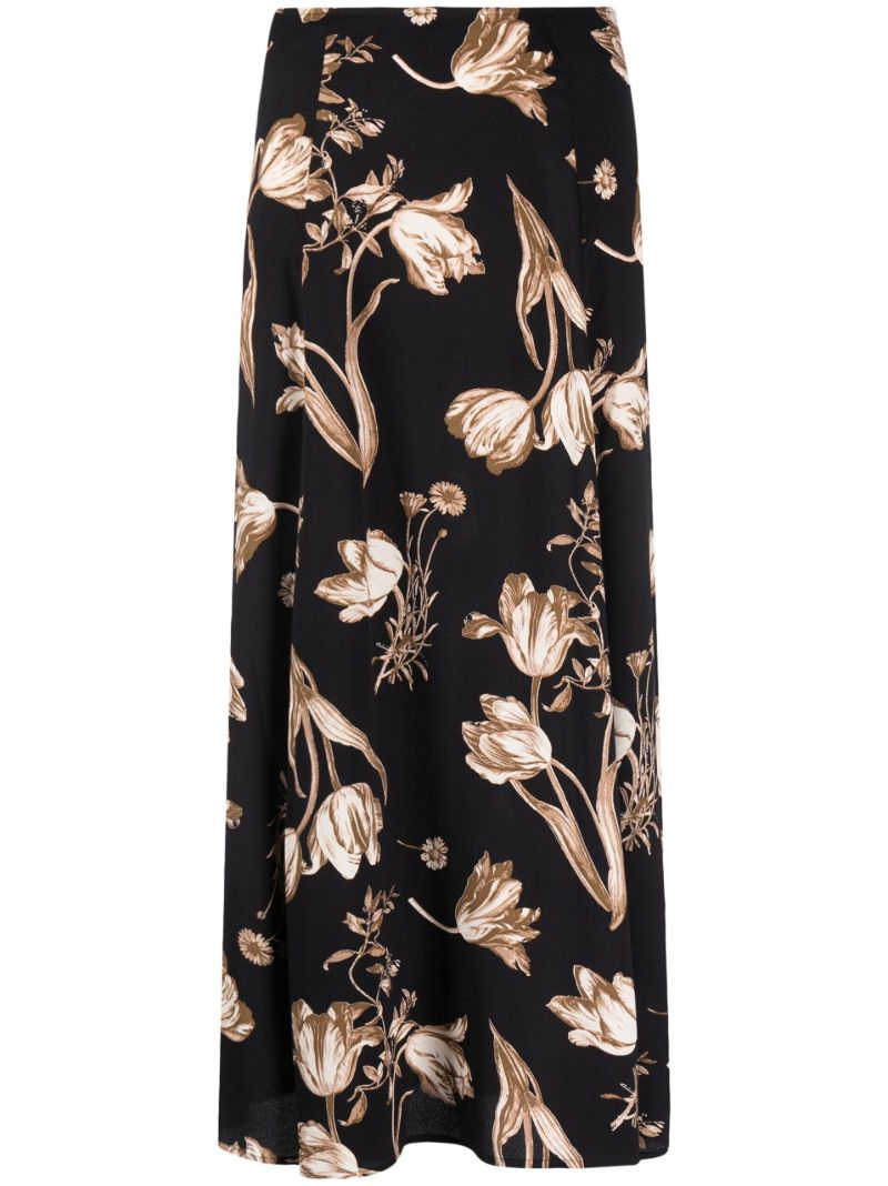 Black Zoe Floral Print Skirt