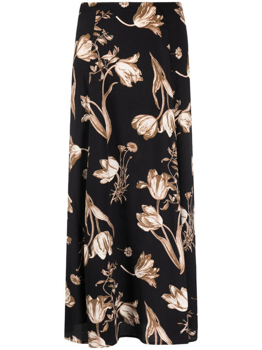 Black Zoe Floral Print Skirt