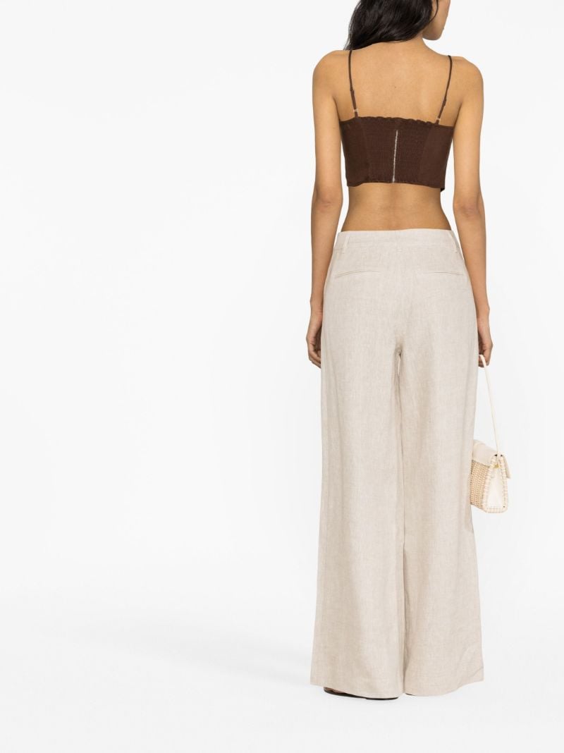 Neutral Asher Linen Wide Leg Trousers