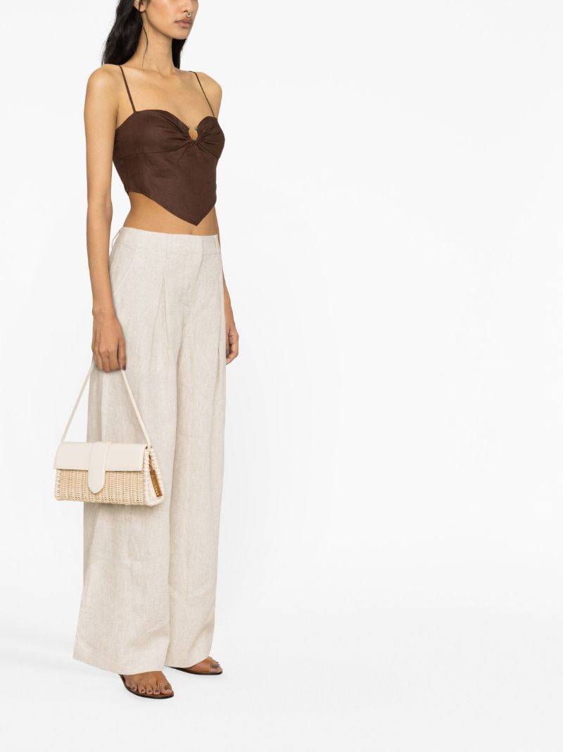 Neutral Asher Linen Wide Leg Trousers