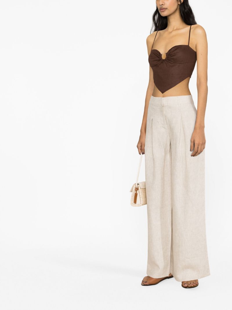 Neutral Asher Linen Wide Leg Trousers