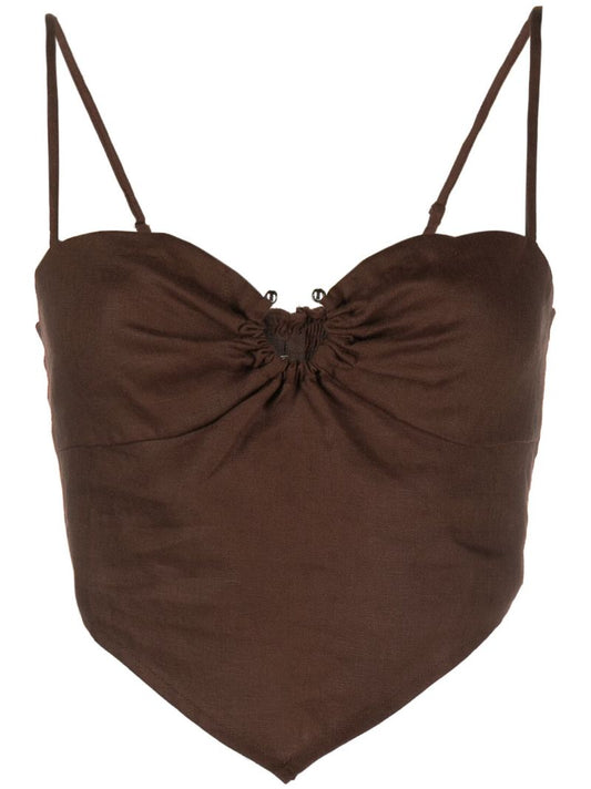 Brown Sansa Linen Top