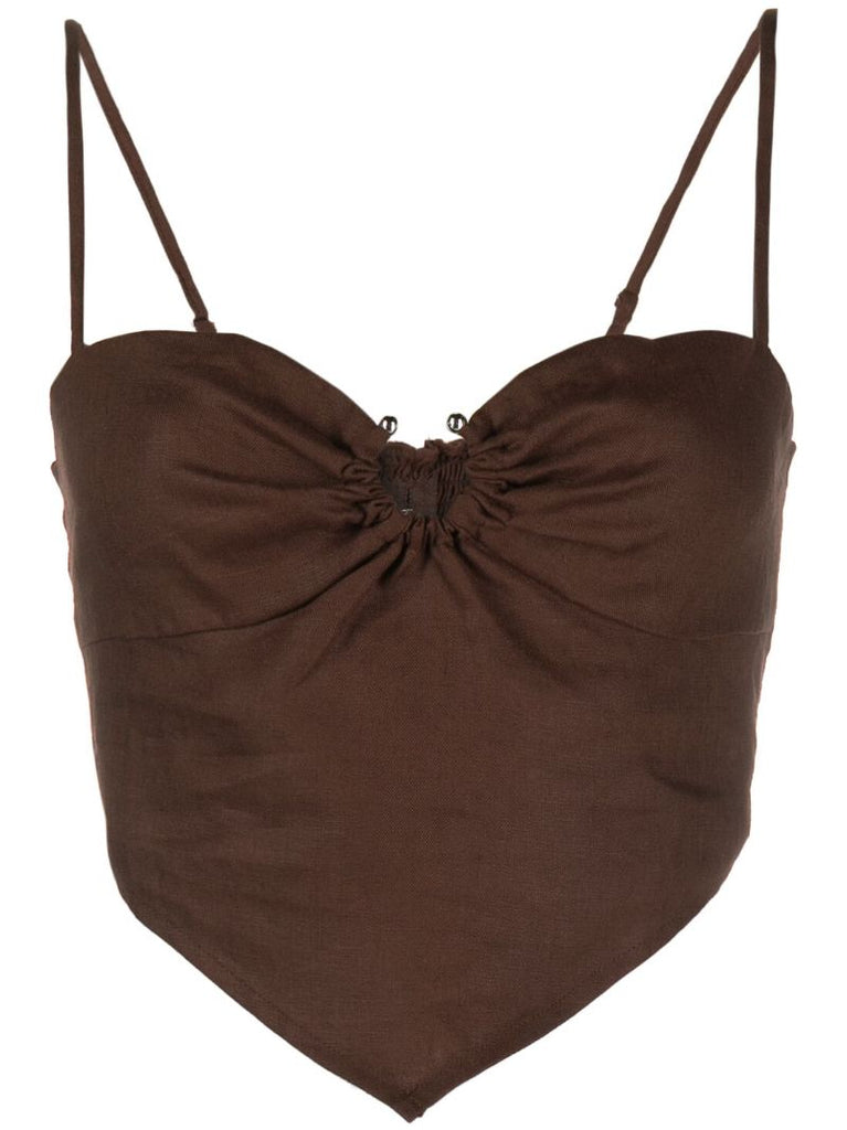 Brown Sansa Linen Top