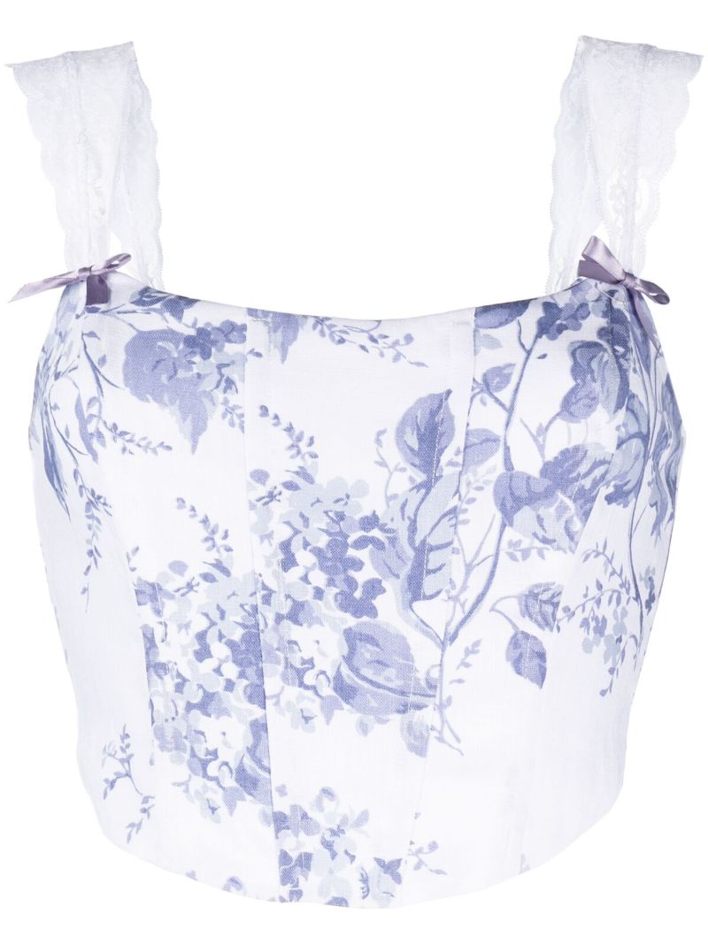 White Brigitta Floral Print Top