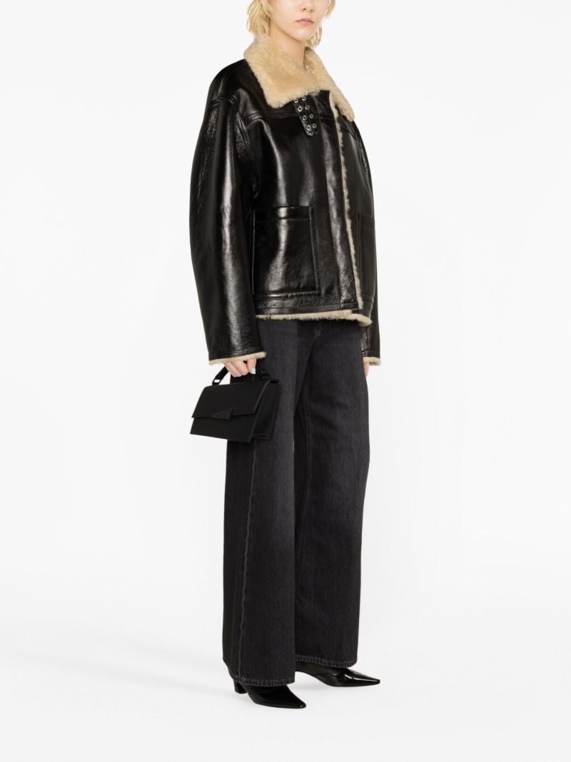 Black Shearling-lined Leather Jacket