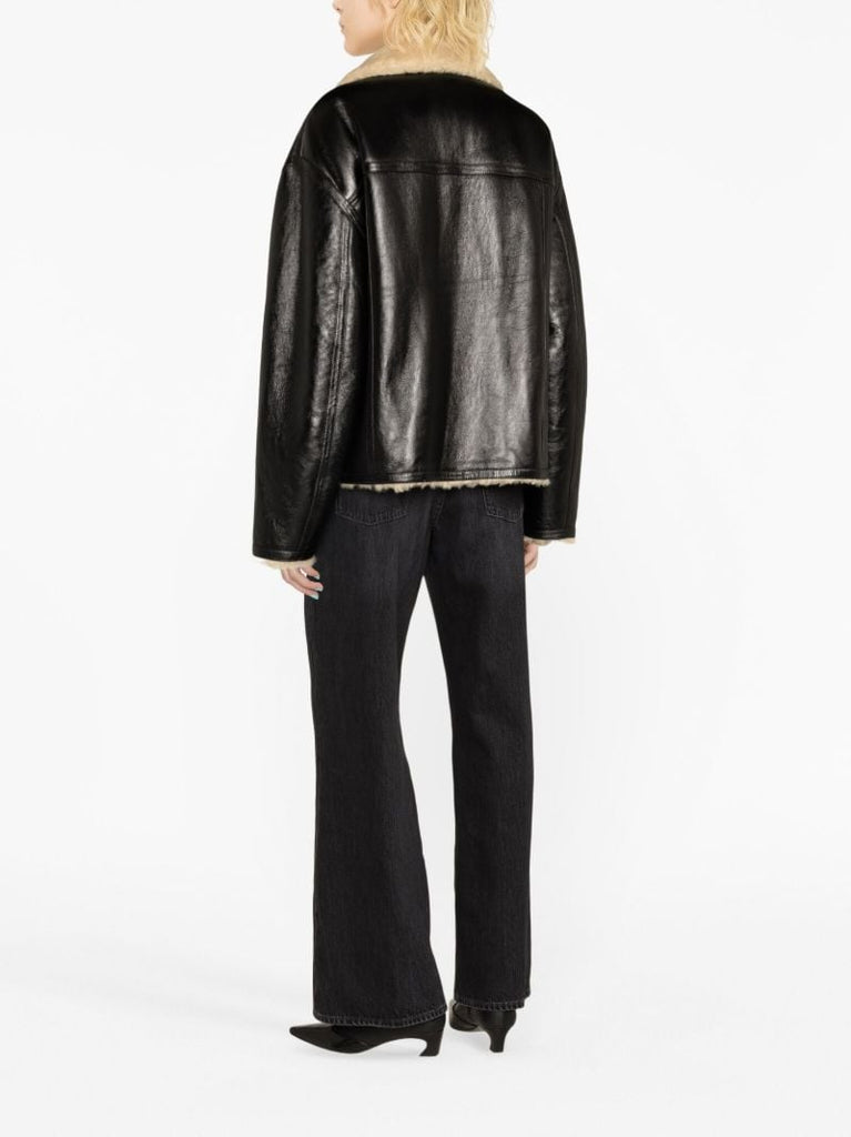 Black Shearling-lined Leather Jacket