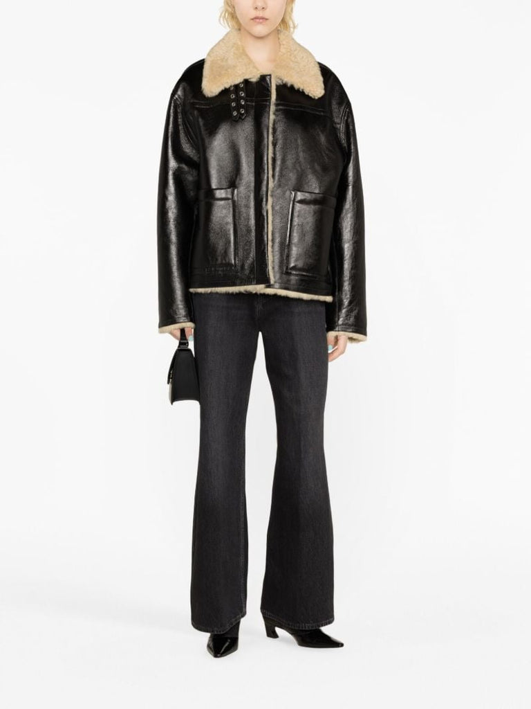 Black Shearling-lined Leather Jacket