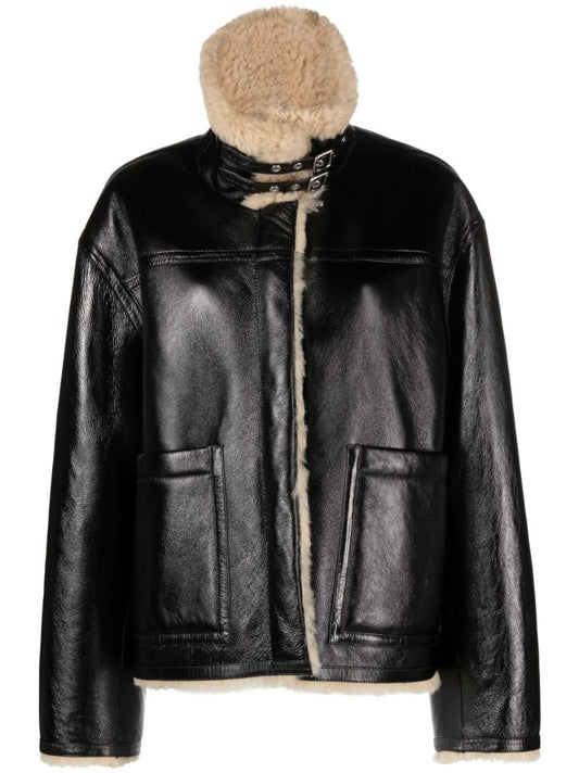 Black Shearling-lined Leather Jacket