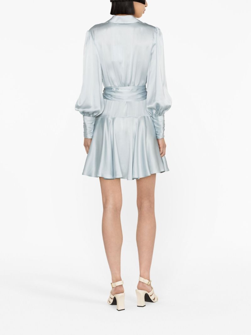 Blue Wrap Silk Mini Dress