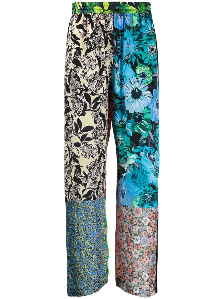 Multicolour Scarves-print Silk Trousers