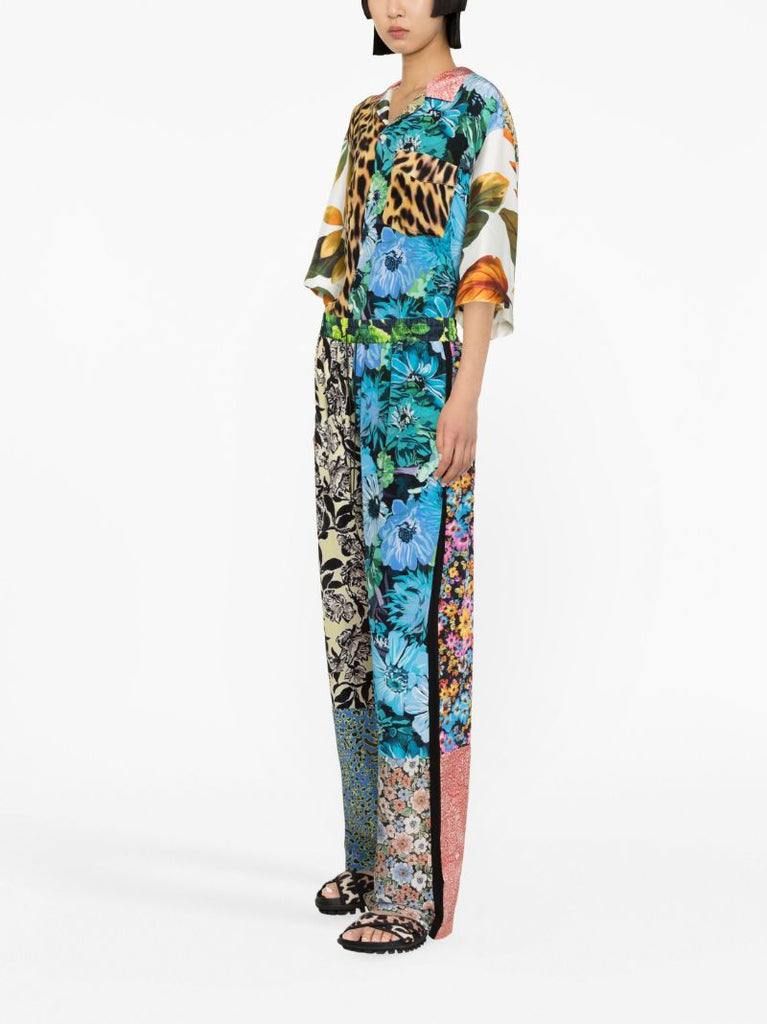 Multicolour Scarves-print Silk Trousers