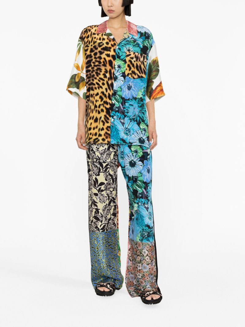 Multicolour Scarves-print Silk Trousers