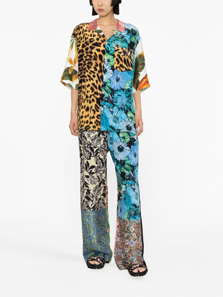 Multicolour Scarves-print Silk Trousers
