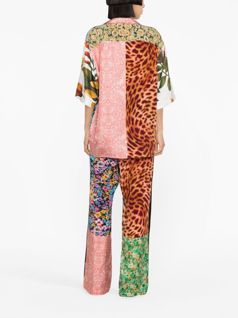 Multicolour Scarves-print Silk Trousers
