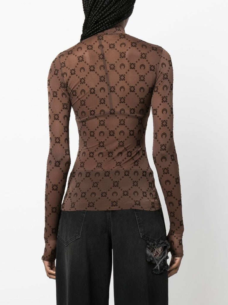 Brown Regenerated Moonogram Mesh T-shirt