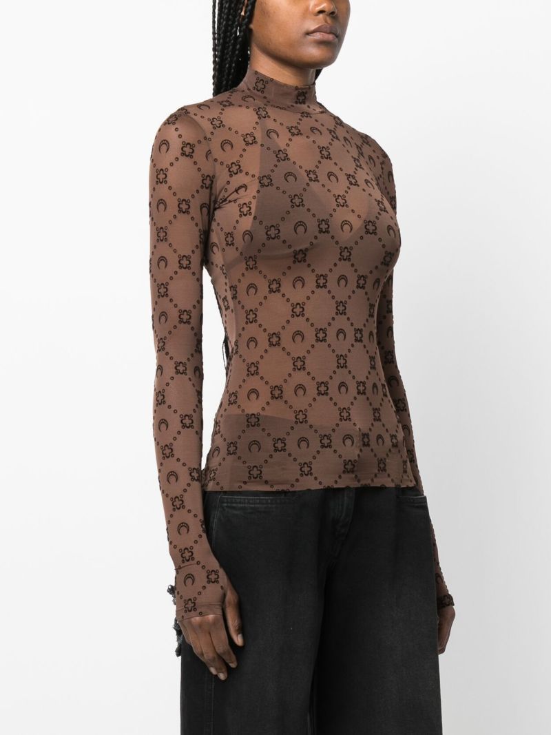 Brown Regenerated Moonogram Mesh T-shirt