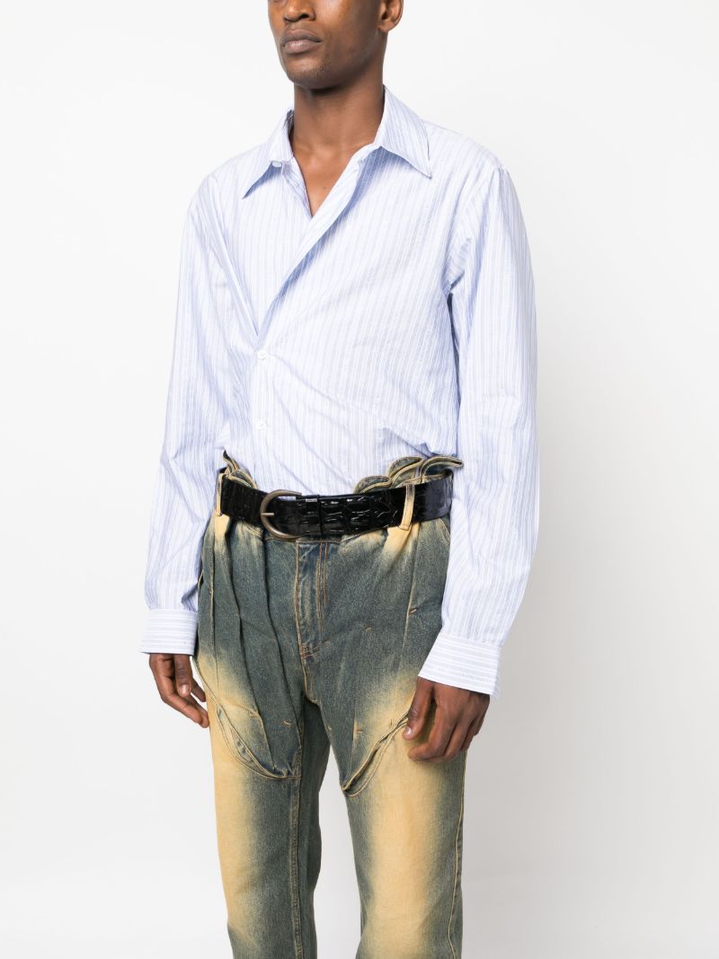 Blue Striped Wrap Cotton Shirt