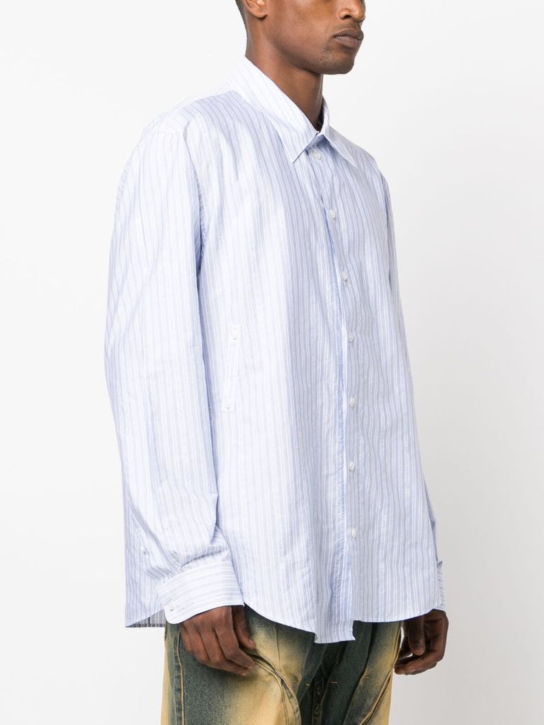 Blue Striped Wrap Cotton Shirt