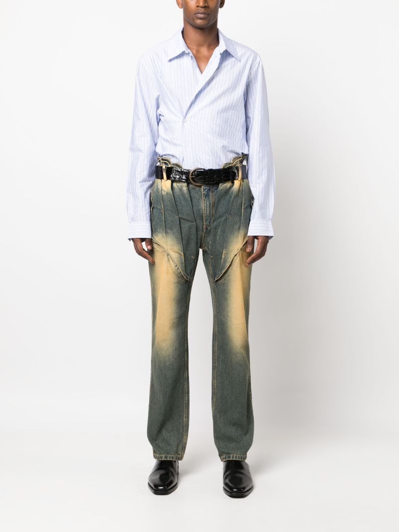 Blue Striped Wrap Cotton Shirt