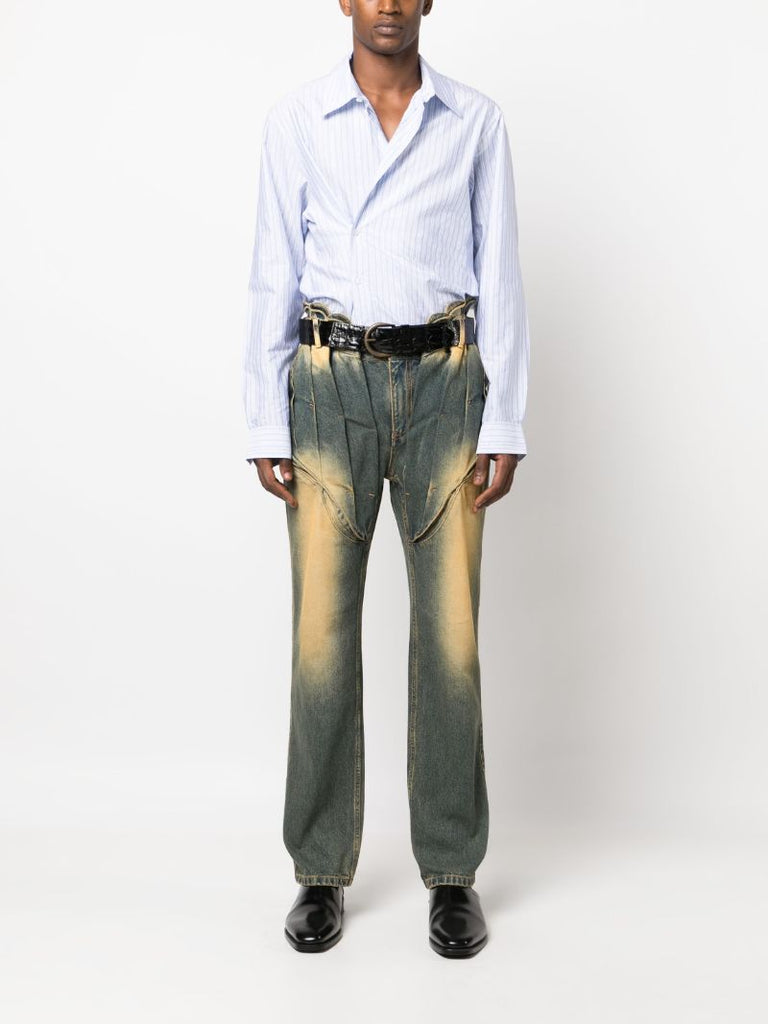 Blue Striped Wrap Cotton Shirt