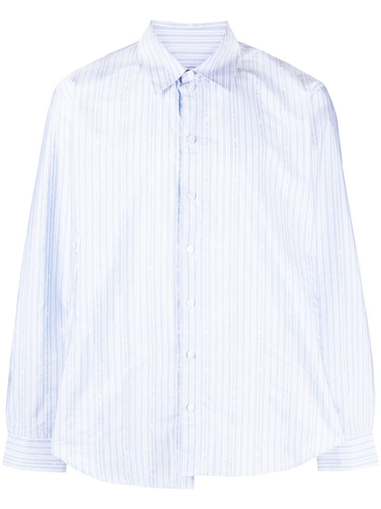 Blue Striped Wrap Cotton Shirt