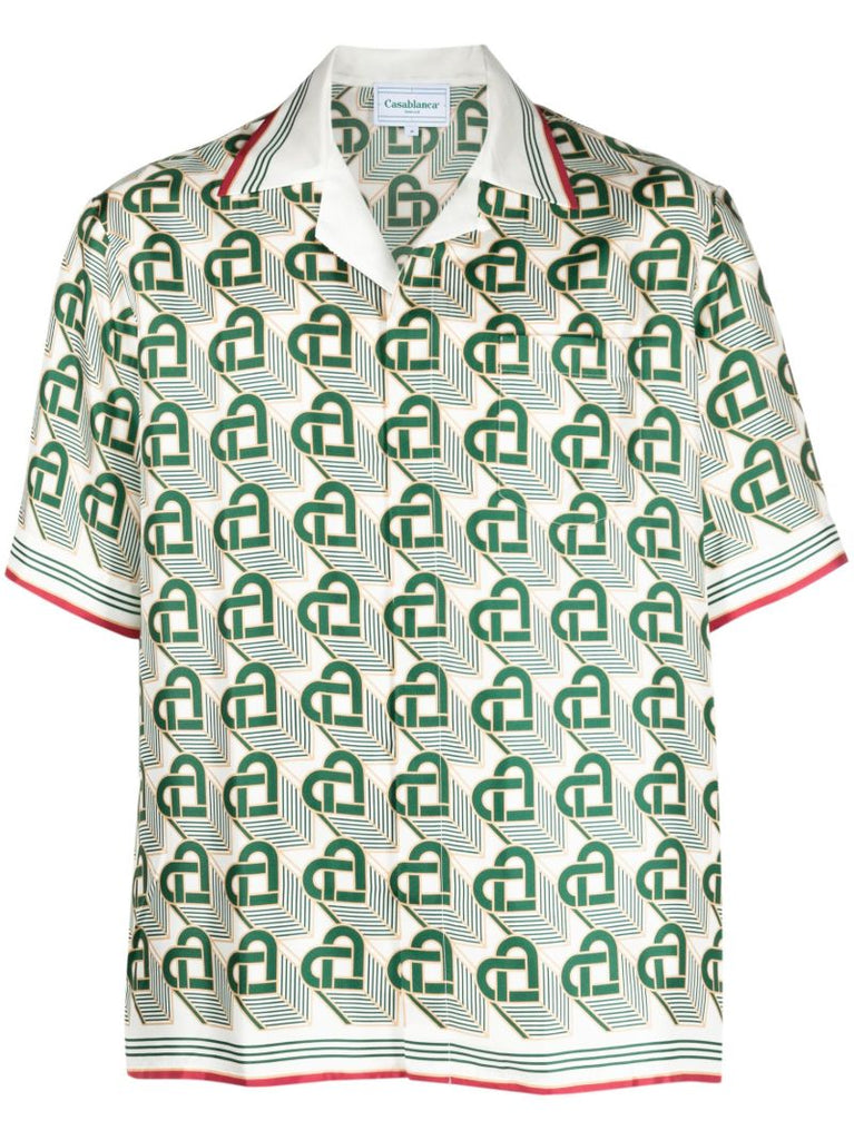 Green Monogram-print Silk Shirt