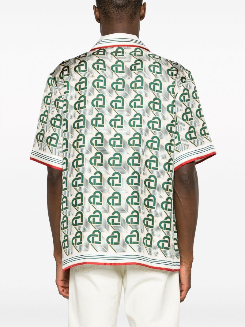 Green Monogram-print Silk Shirt