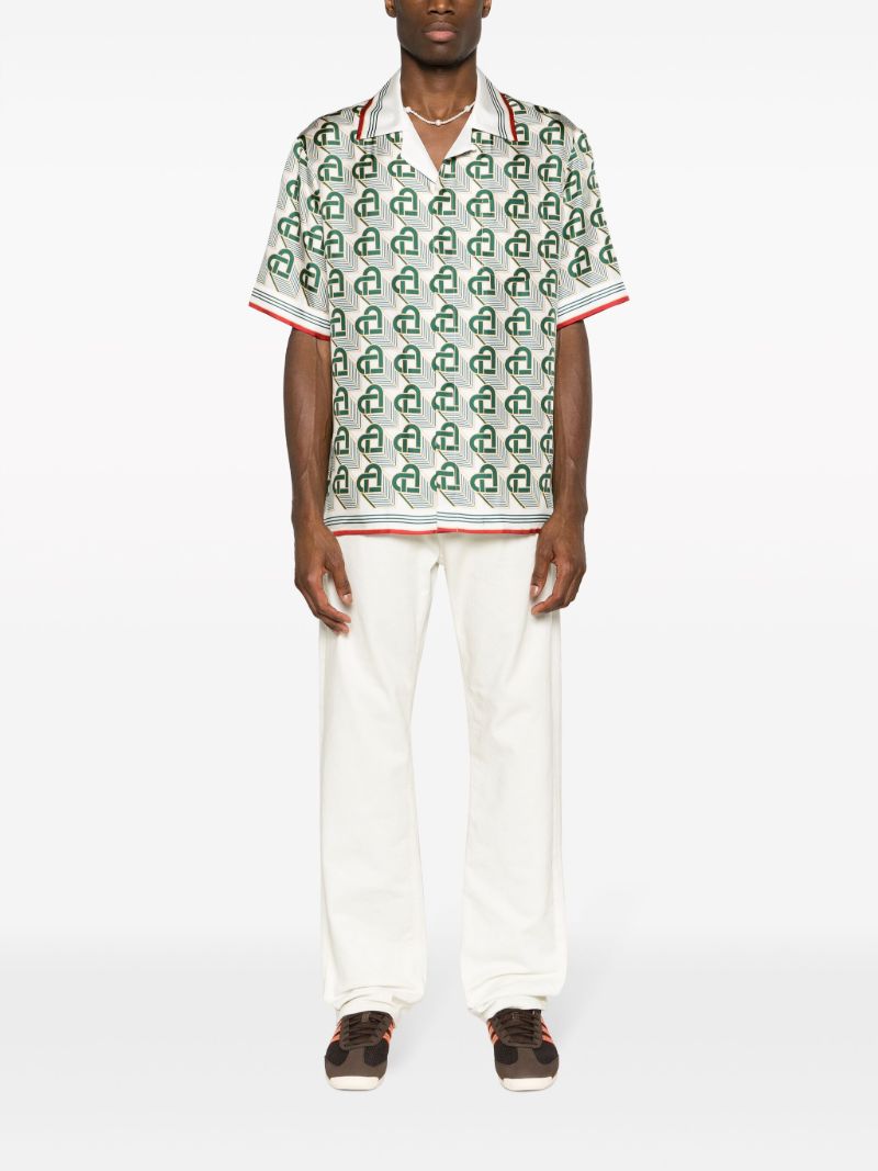 Green Monogram-print Silk Shirt