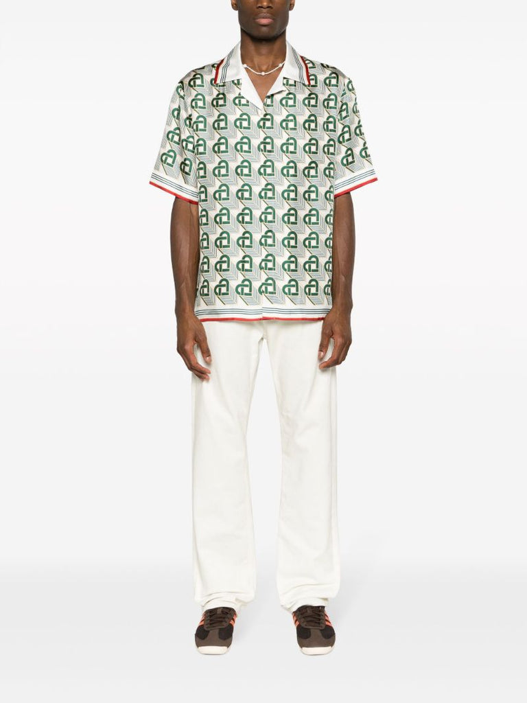 Green Monogram-print Silk Shirt