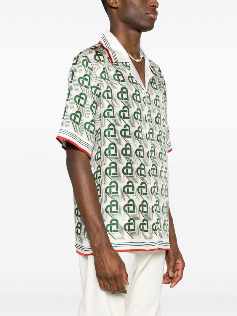 Green Monogram-print Silk Shirt