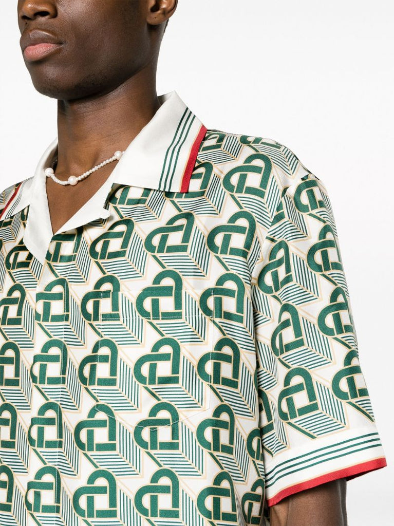 Green Monogram-print Silk Shirt