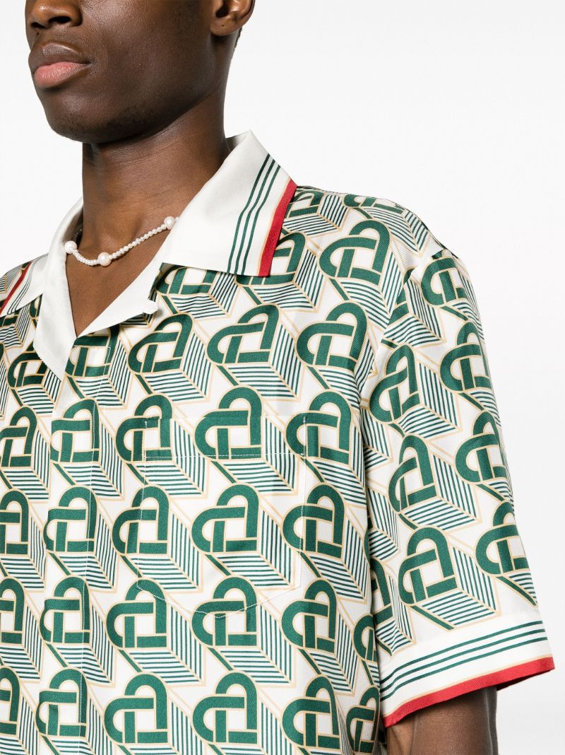 Green Monogram-print Silk Shirt