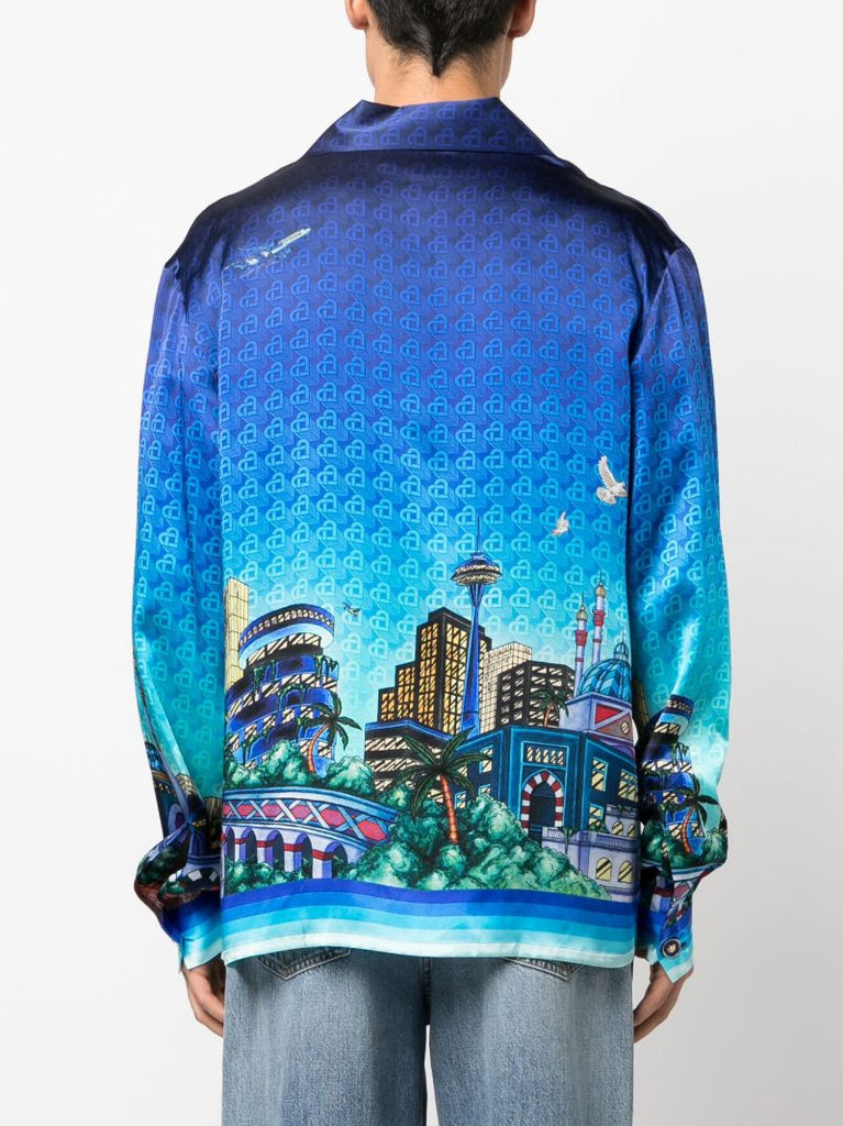 Blue the Night View Silk Shirt