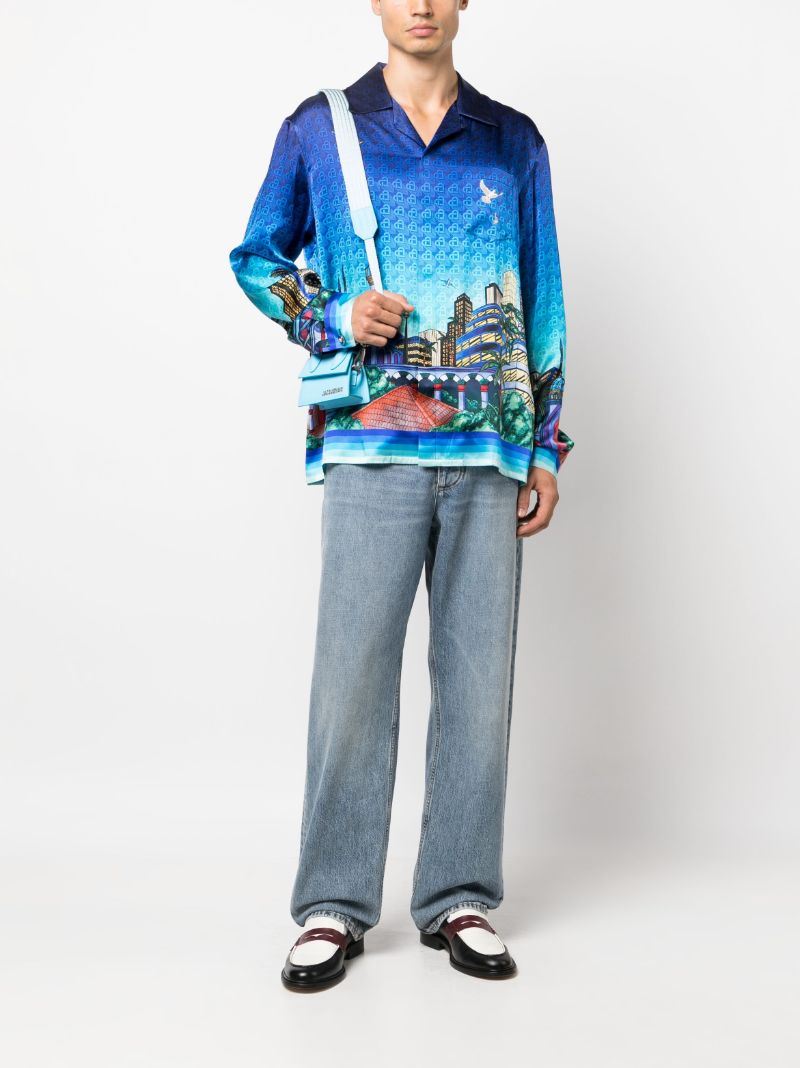 Blue the Night View Silk Shirt