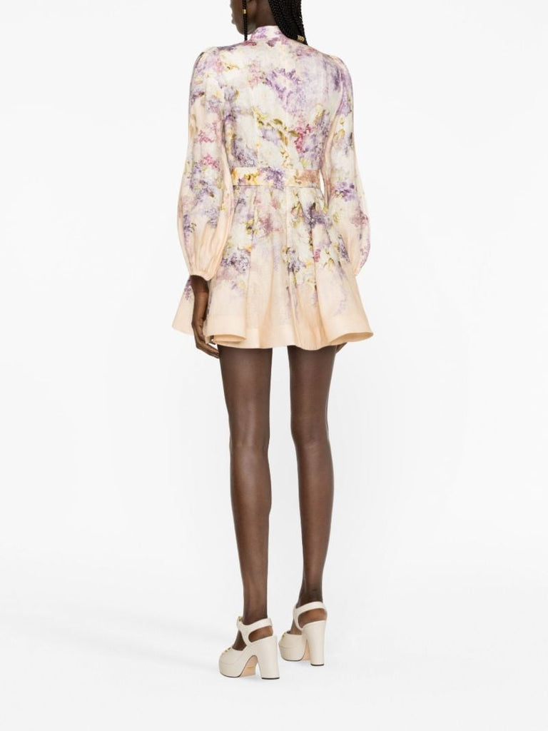 Pink Lyrical Floral-print Mini Dress