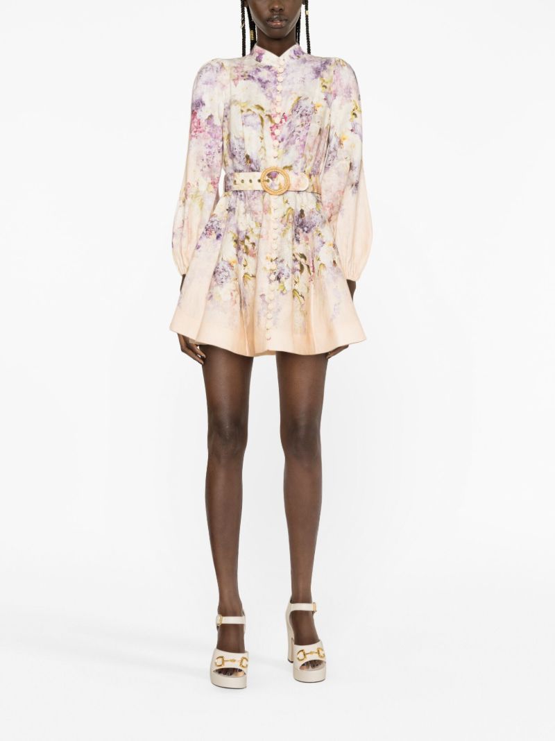 Pink Lyrical Floral-print Mini Dress