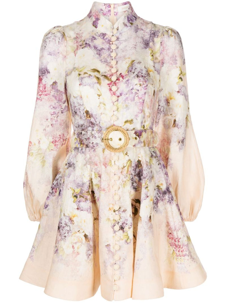 Pink Lyrical Floral-print Mini Dress