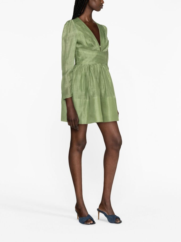Green Lyrical Cross Over Mini Dress