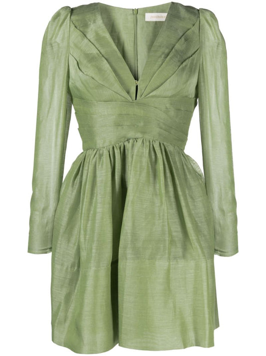 Green Lyrical Cross Over Mini Dress
