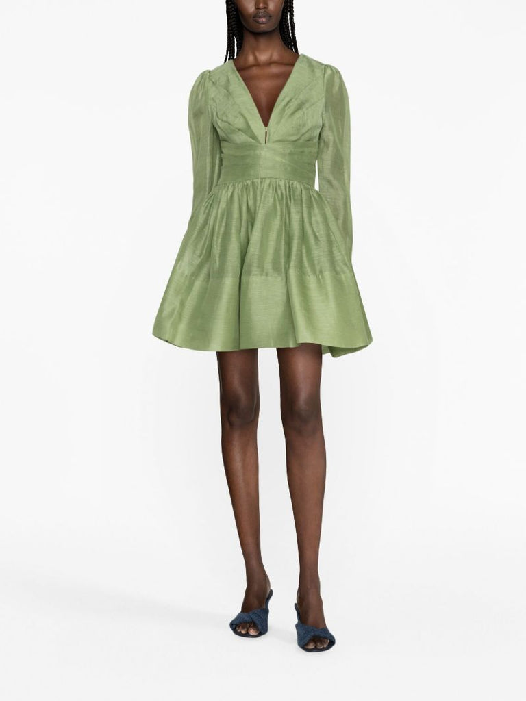 Green Lyrical Cross Over Mini Dress