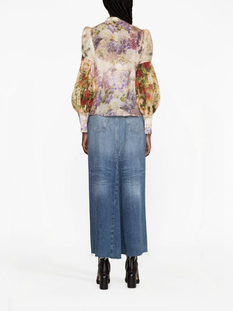 Multicolour Sensory Spliced Floral-print Shirt