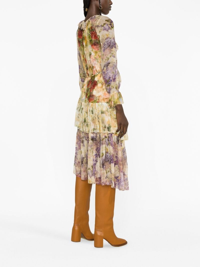 Neutral Luminosity Floral-print Silk Midi Dress
