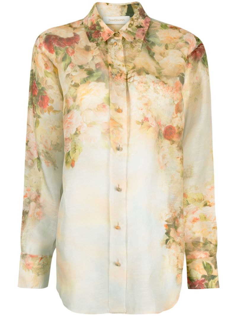 Neutral Luminosity Floral Print Shirt
