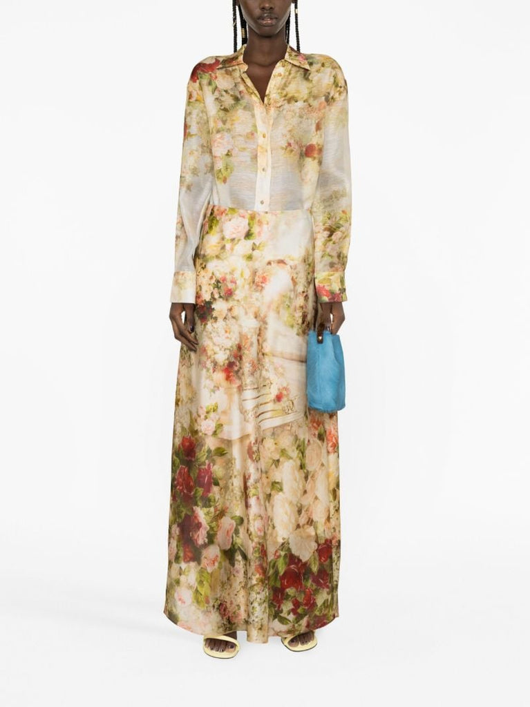Neutral Luminosity Floral Print Shirt