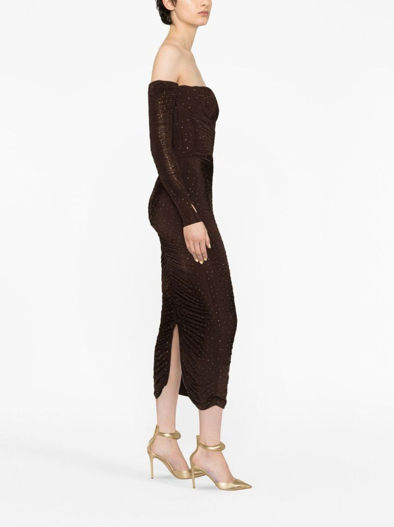 Brown Tylen Crystal-embellished Midi Dress