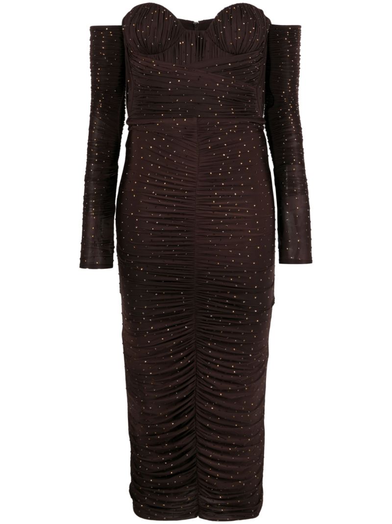Brown Tylen Crystal-embellished Midi Dress