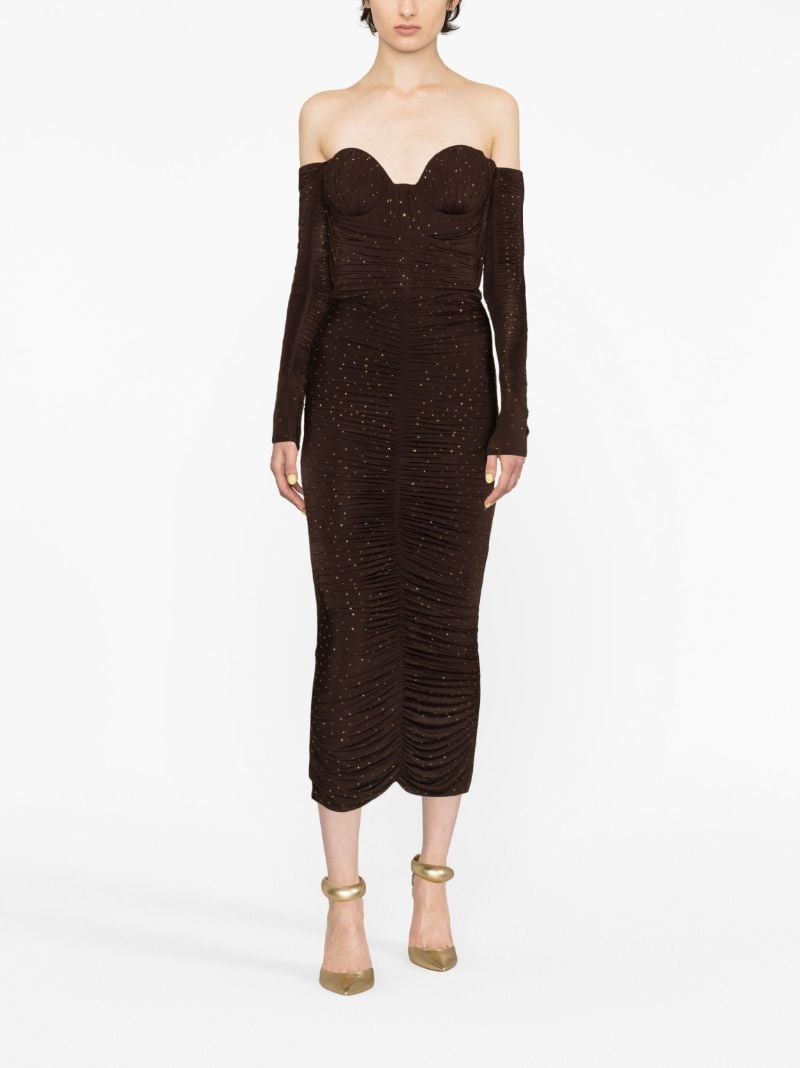 Brown Tylen Crystal-embellished Midi Dress