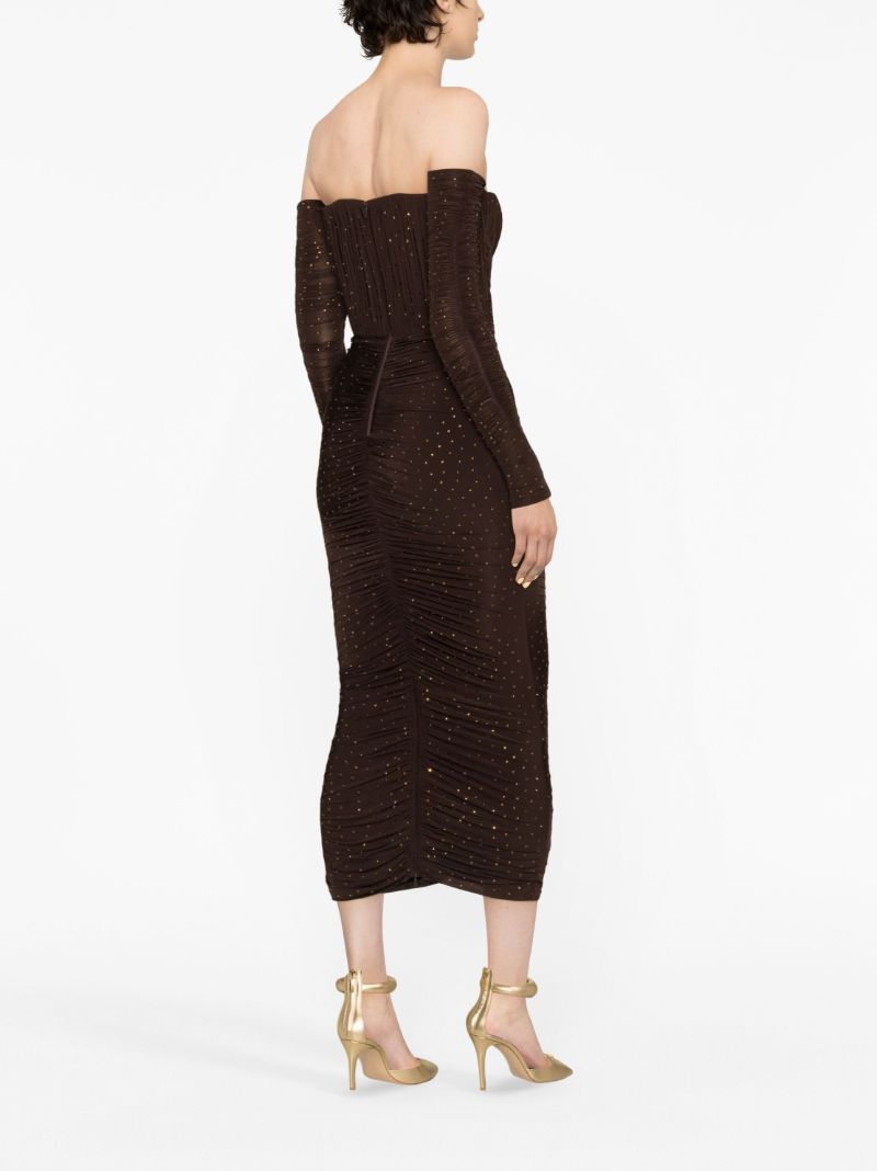 Brown Tylen Crystal-embellished Midi Dress