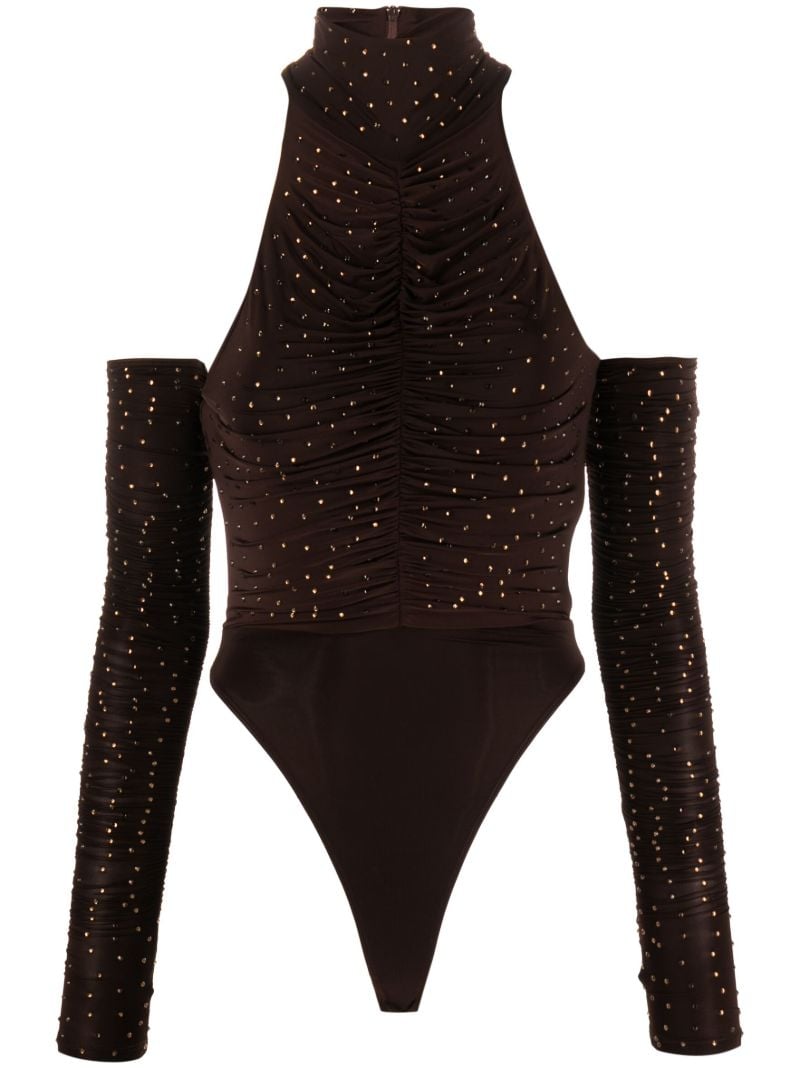 Brown Arlie Crystal Gloved Bodysuit